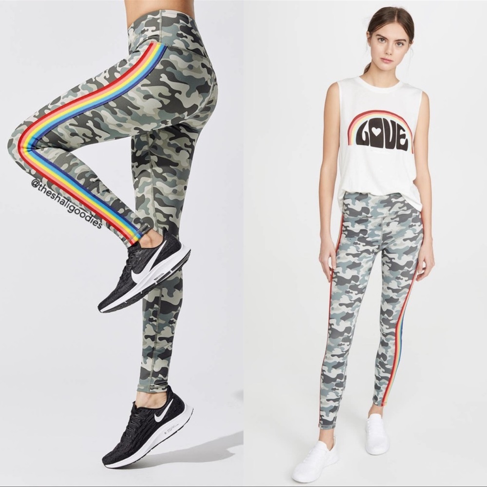 Spiritual Gangster Women's Camo Rainbow Stripe Leggings Pants!